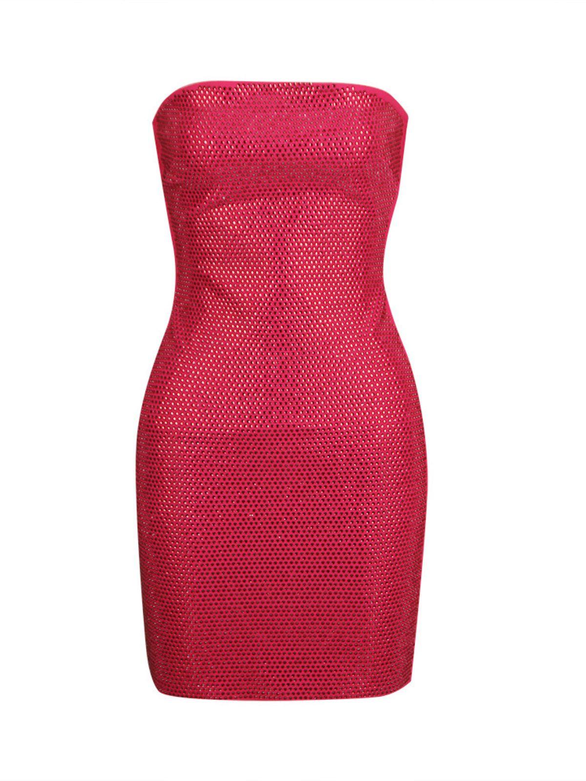 Strapless Rhinestone Bandage Tube Mini Dress 6