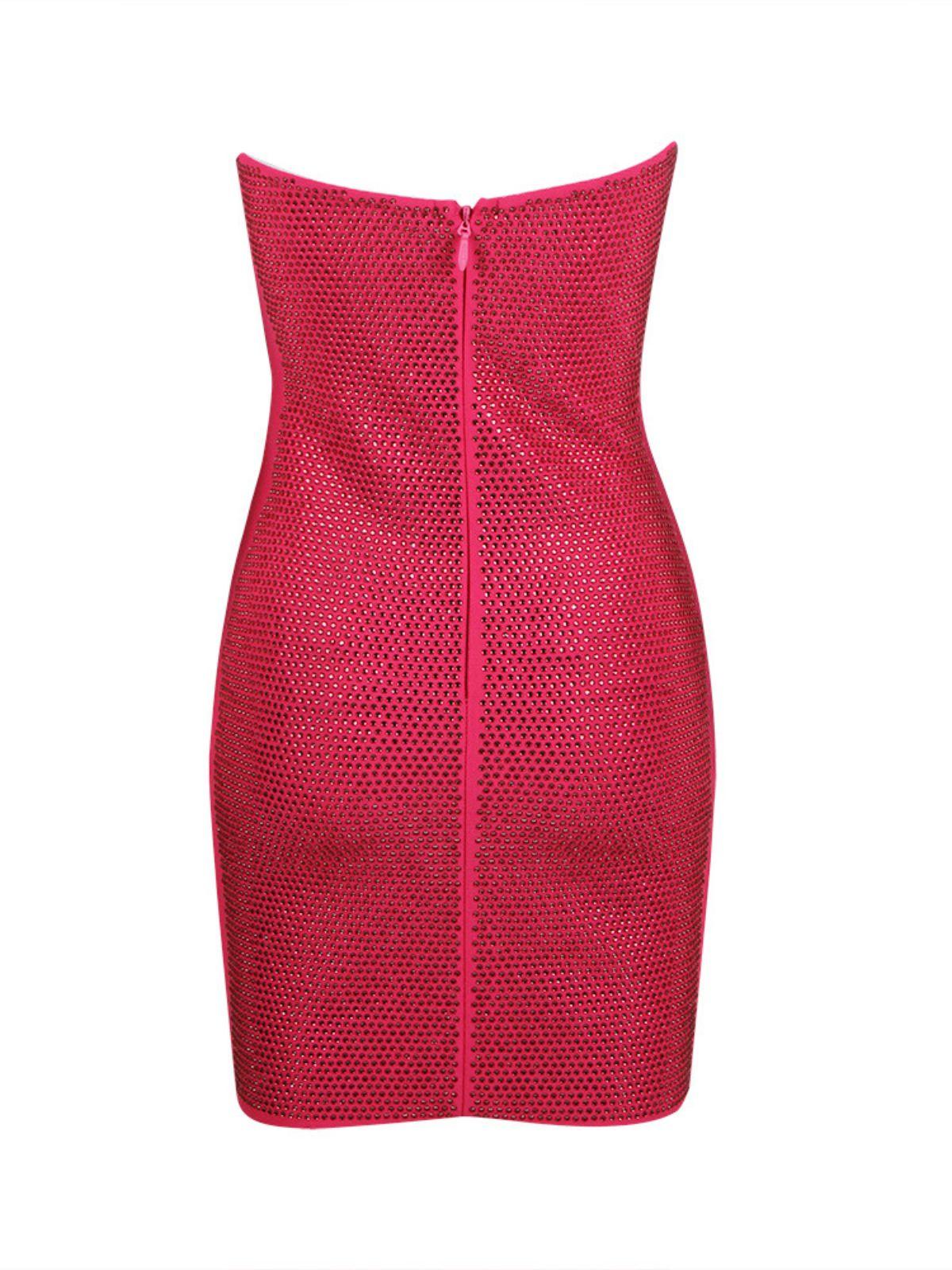 Strapless Rhinestone Bandage Tube Mini Dress 7
