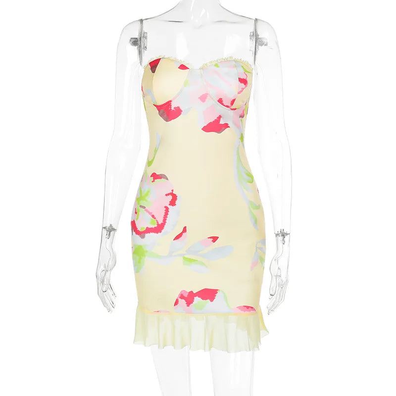 Printed Off Shoulder Backless Ruffle Mini Dress 5