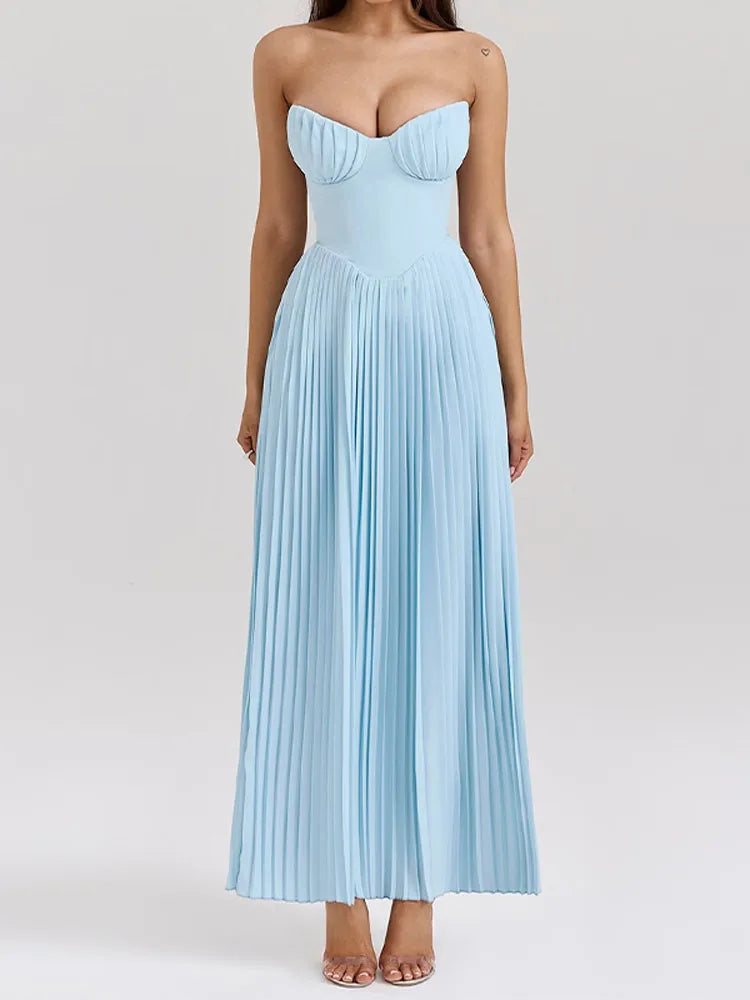 Pleated Scoop Neck Spaghetti Strap Maxi Dress 7
