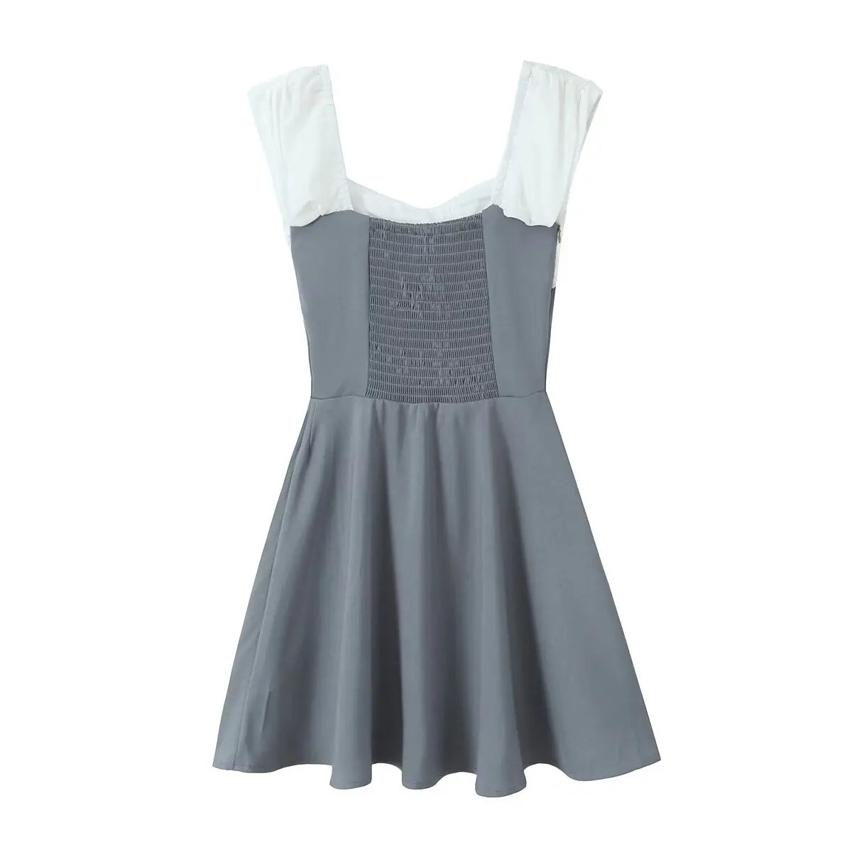 Off Shoulder Sweetheart Twist Front Colorblock Empire Waist Mini Dress 10