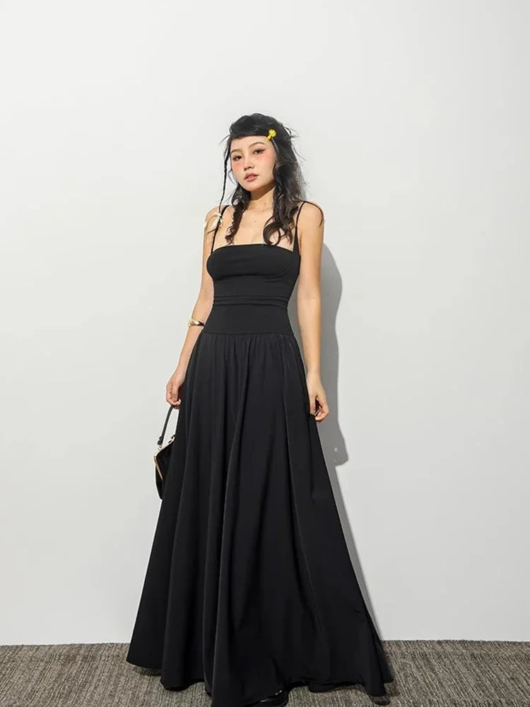 Spaghetti Strap Bow Detail Fit and Flare Floor-Length Maxi Dress 2