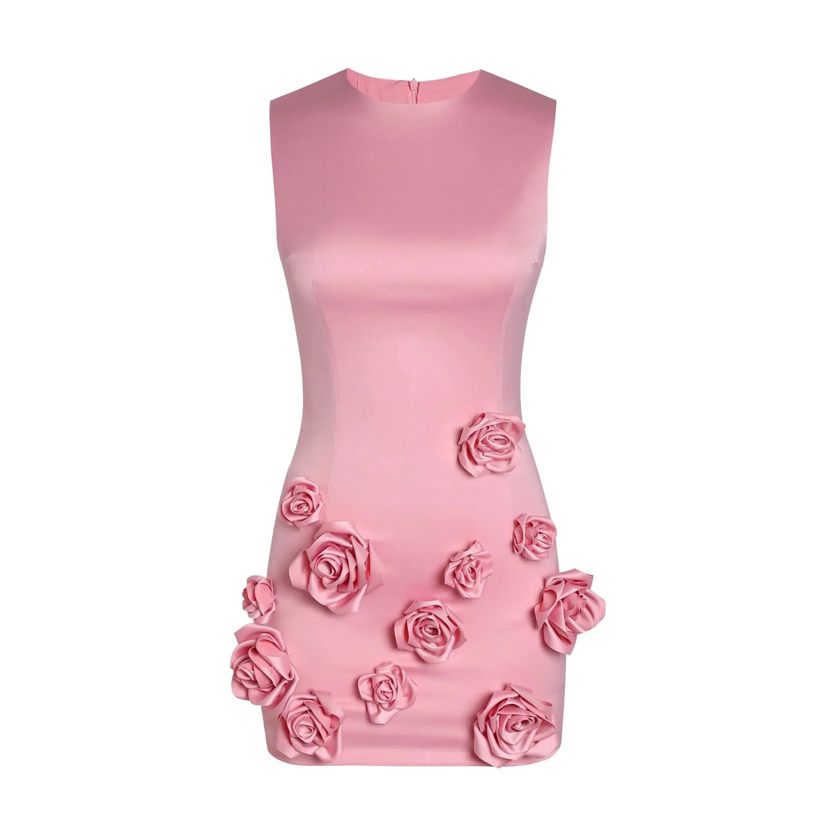 Crew Neck Sleeveless 3D Applique Bodycon Mini Dress 8