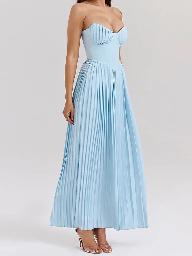 Pleated Scoop Neck Spaghetti Strap Maxi Dress 6