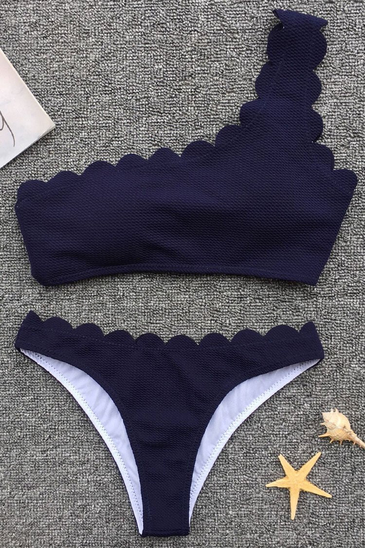 Scallop One Shoulder Bikini - Two Piece Swimsuit