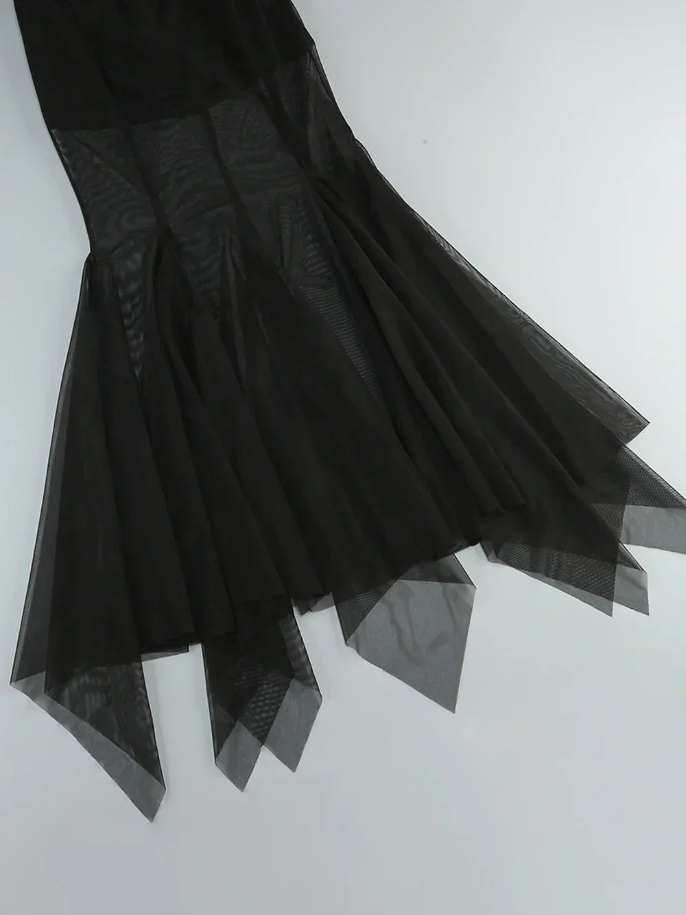 Off Shoulder Mesh Ring Buckle Cutout Hooded Cape Maxi Dress 7