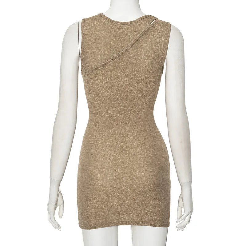 Sequin One Shoulder Cutout Wrap Front Bodycon Mini Dress 8