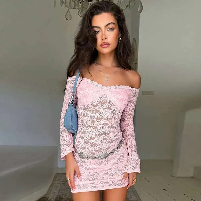 Floral Lace Strapless Sweetheart Neck Tiered Ruffle Hem Bodycon Mini Dress 13