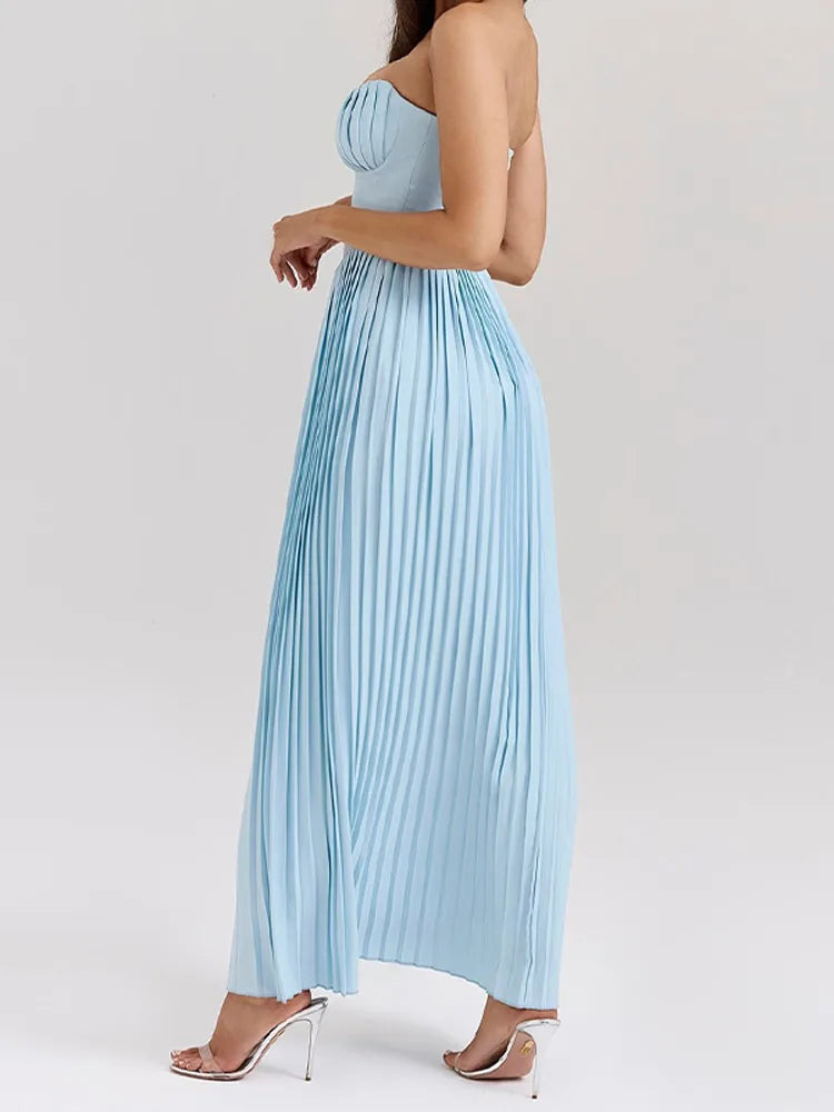 Pleated Scoop Neck Spaghetti Strap Maxi Dress 8