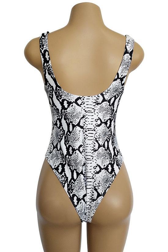 Snake Printed Square Neck One Piece Swimsuit