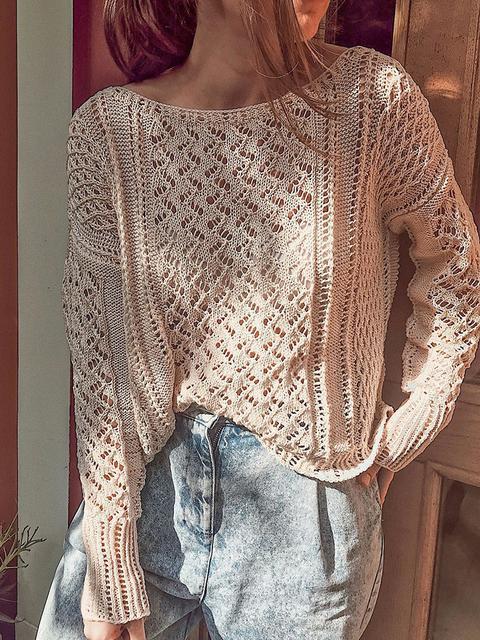 Solid Color Hollow Loose Knit Sweater