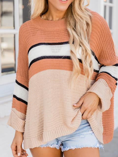 Stripe Long Sleeve Loose Sweater Top