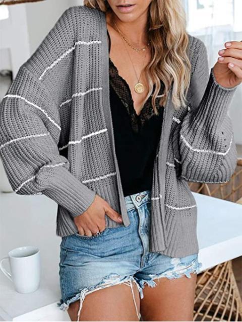 Striped Long Sleeve Loose Sweater Cardigan