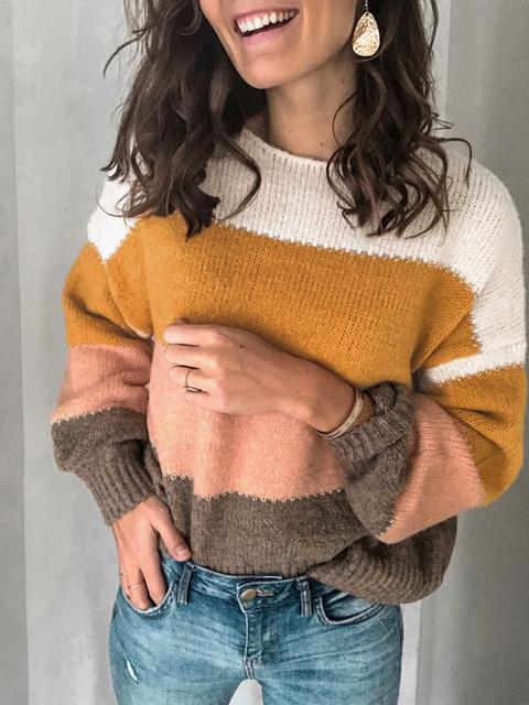 Striped Long Sleeve Pullover Sweater Jumper