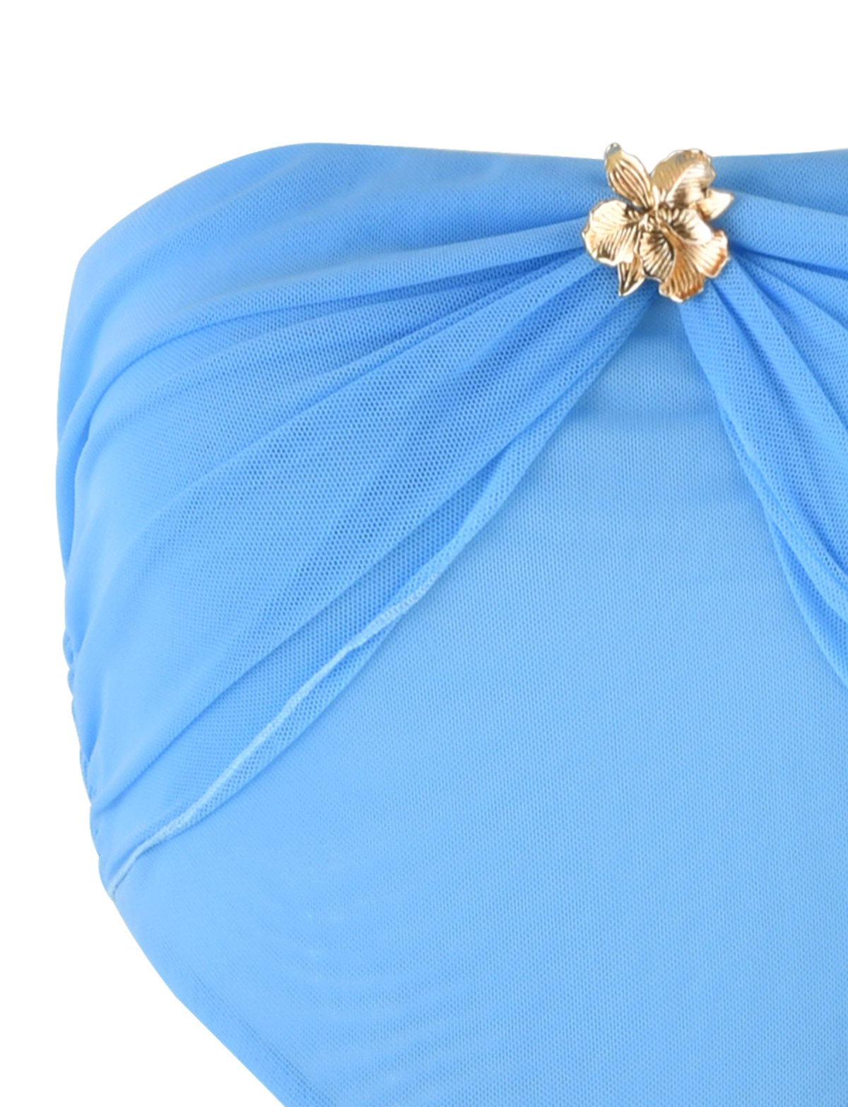 Strapless Ruched Side Cutout Flower Charm High Slit Maxi Gown 12