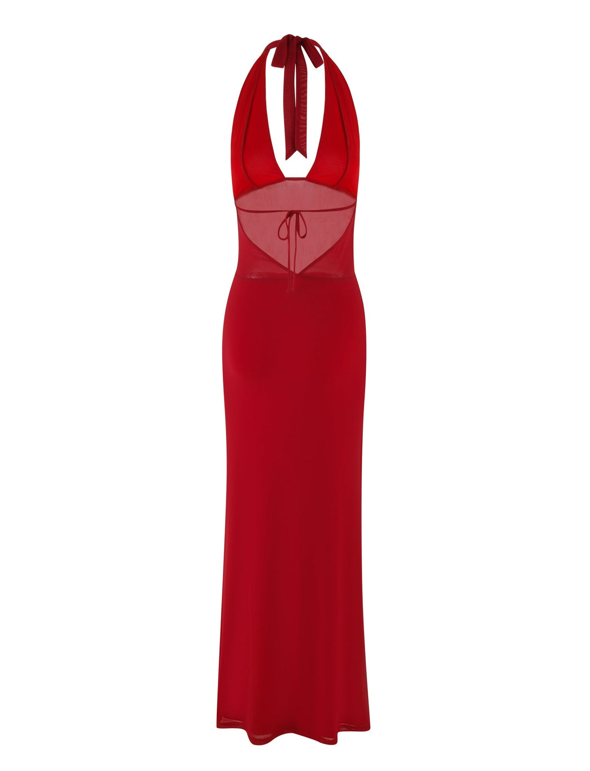 Halter Deep V Plunge Mesh Waist Panel Bodycon Maxi Dress 8