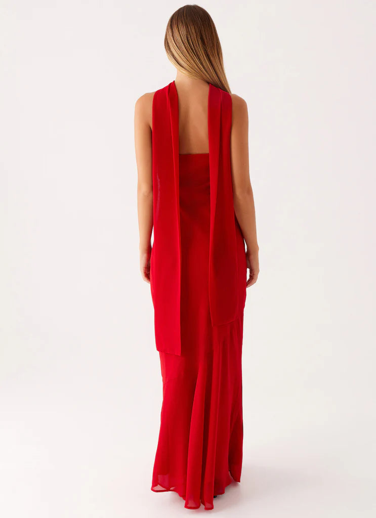 Satin Strapless Choker Neck Mermaid Maxi Gown 4