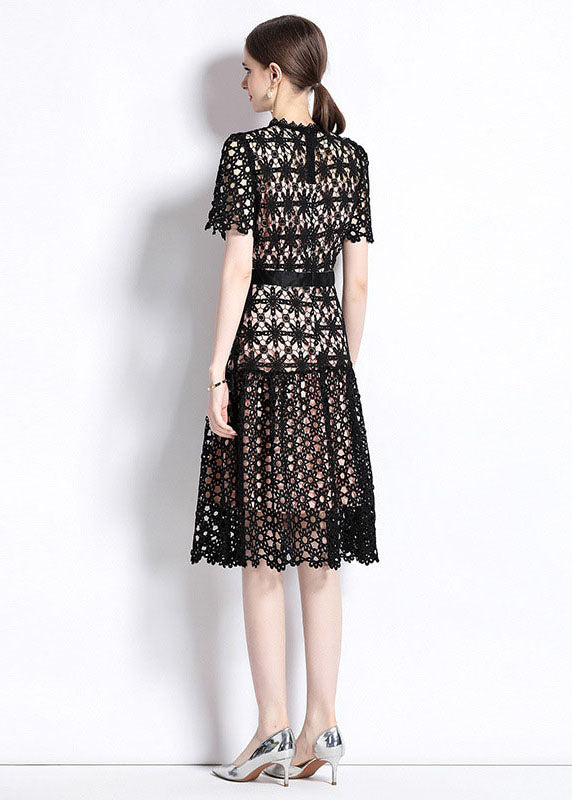 Embroidered Hollow Out Patchwork Lace Knee-Length Dress 5