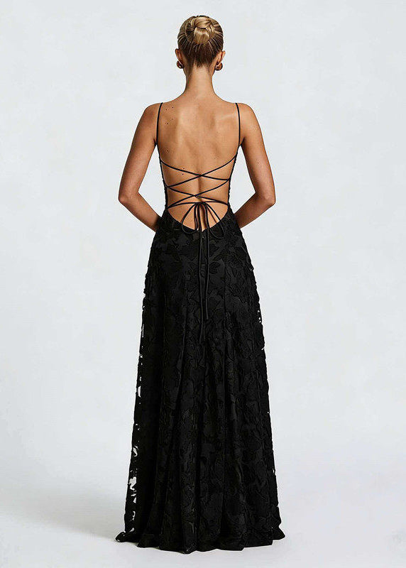 Square Neck Ruched Bust Floral Texture Pleated A Line Maxi Gown 5