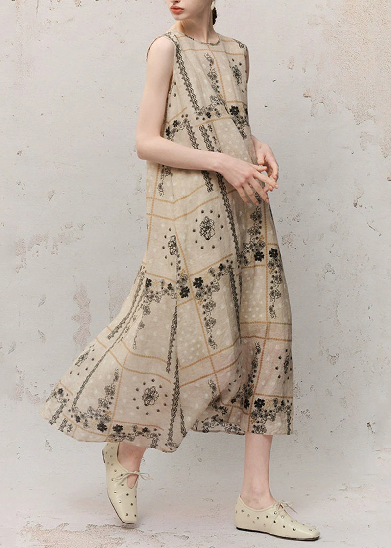 Crew Neck Windowpane Floral Lace Grid Midi Dress 4