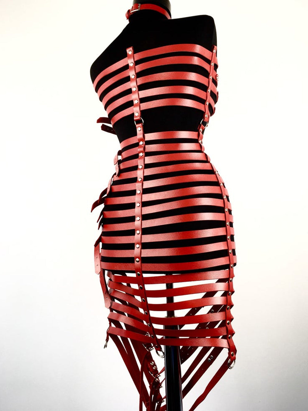 Stacked Buckle Strap Harness Mini Skirt Dress 5