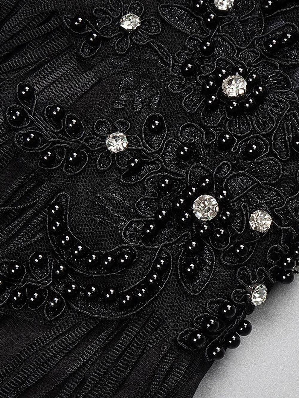 Strapless Beaded Feather Applique Fringe Hem Mini Dress 4