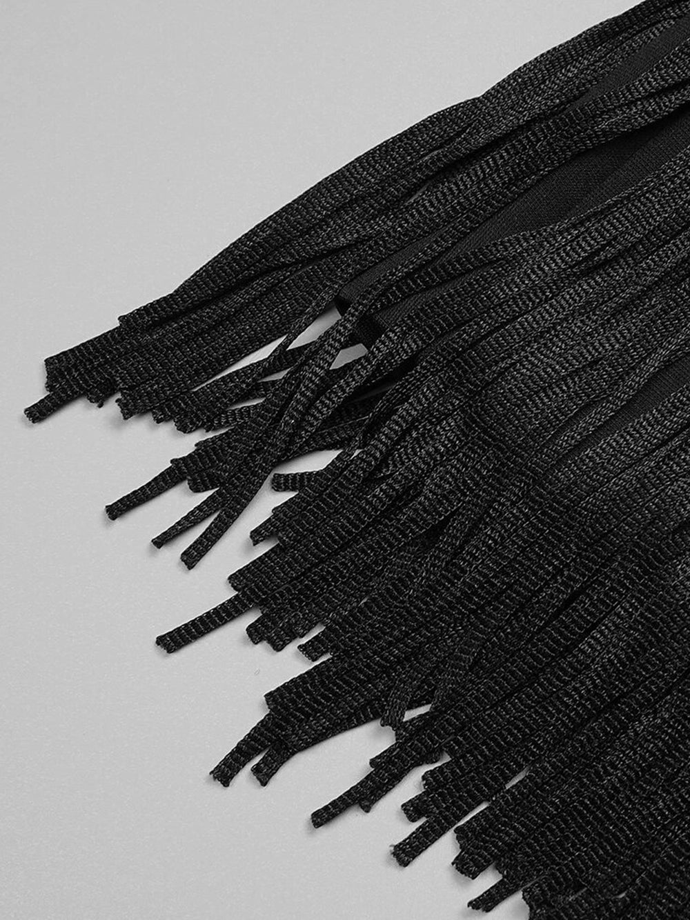 Strapless Beaded Feather Applique Fringe Hem Mini Dress 8