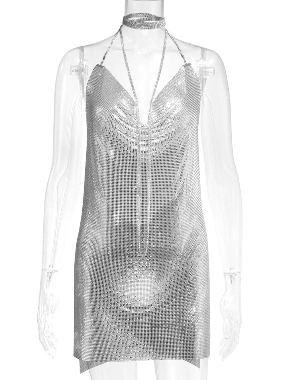 Backless Chainmail Mini Dress 17