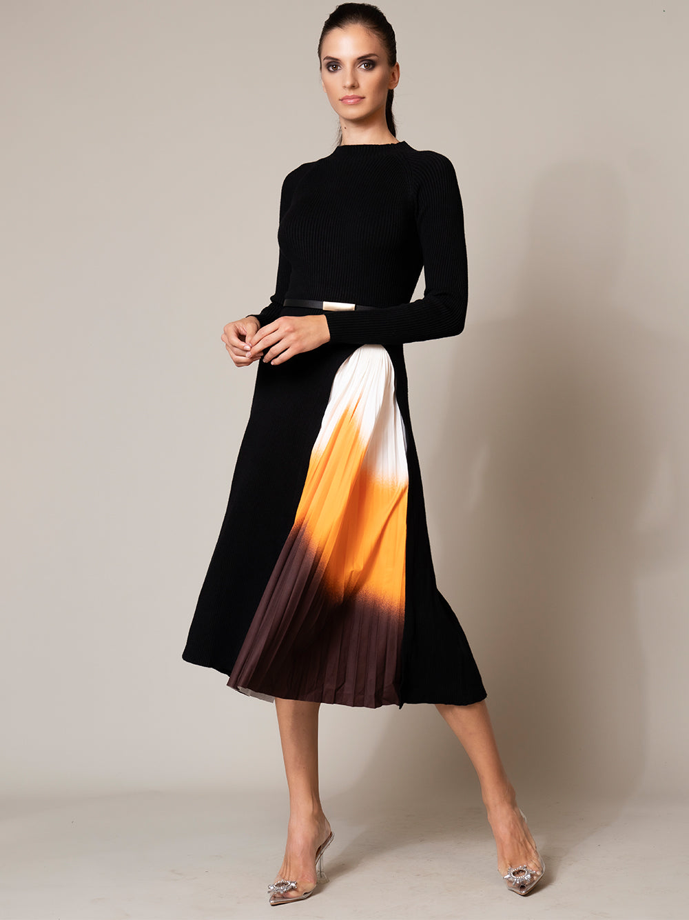 Off Shoulder Ruched Waist Tiered Midi Dress 2