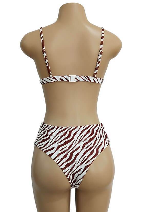 Zebra High Waisted Triangle Bikini - Two Piece Swimsuit
