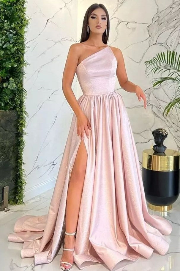 A-line Asymmetrical High Split Floor-length Sleeveless Prom Dress