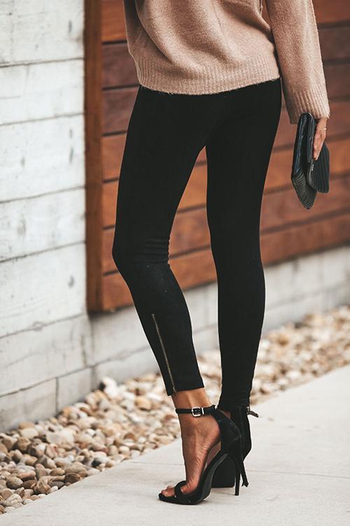 Zippered Feet And Slim Cropped Trousers