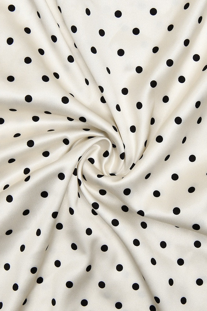 Polka Dot Spaghetti Strap Rosette Applique Slip Maxi Dress 4