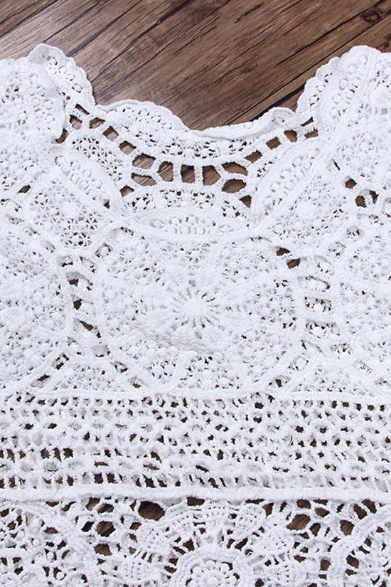 Asymmetric Floral Lace Crochet Cover Up
