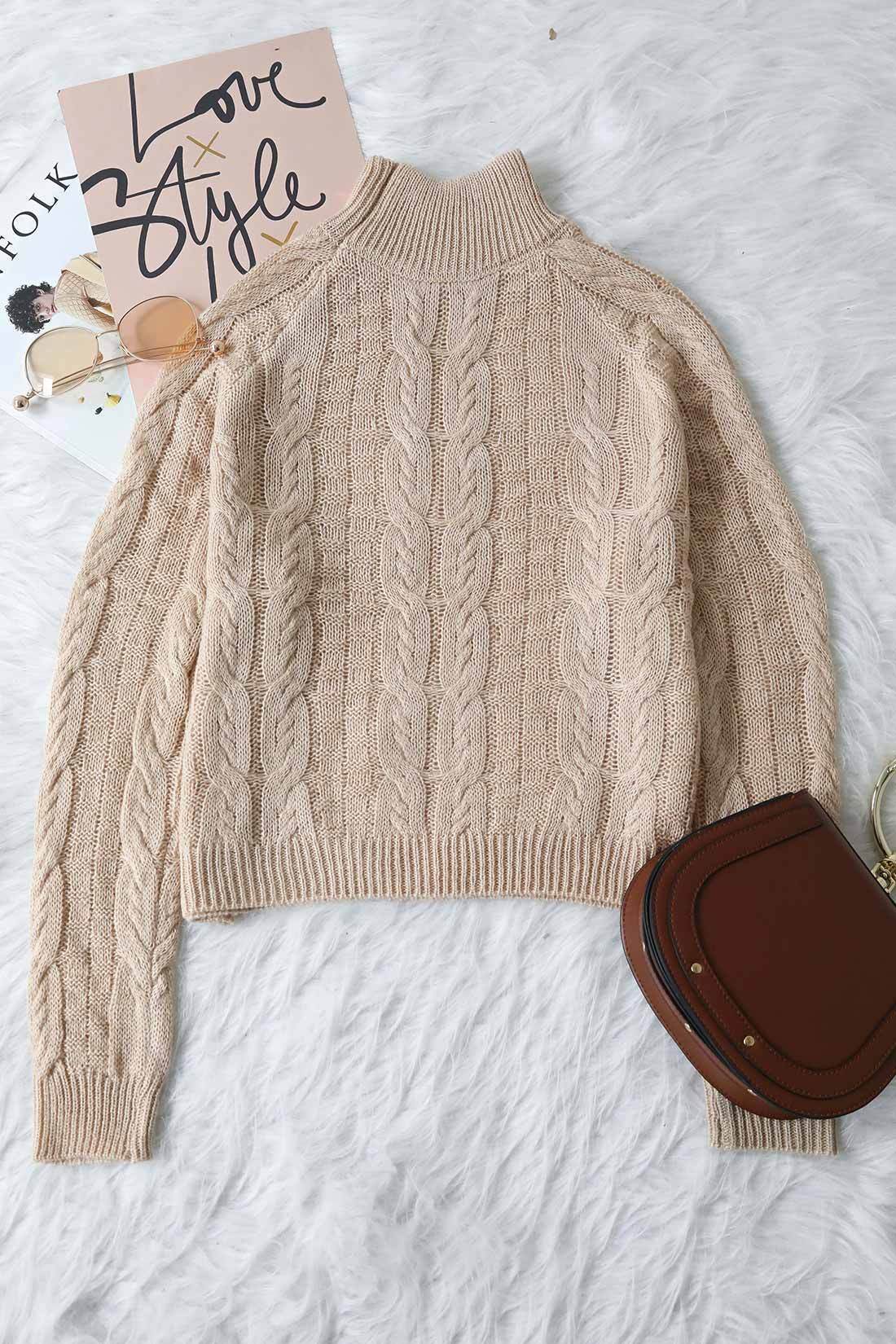 Casual Turtleneck Pure Color Knitted Sweater