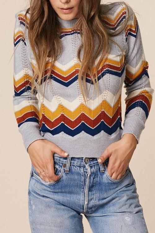 Commuter Sweater Large Size Striped Sweater Women's Clothing