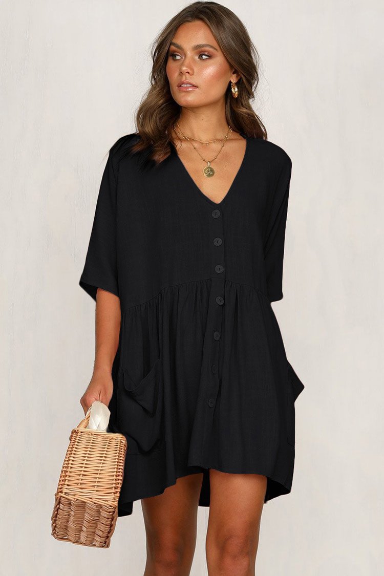 Babydoll Sleeved Asymmetric Cover Up