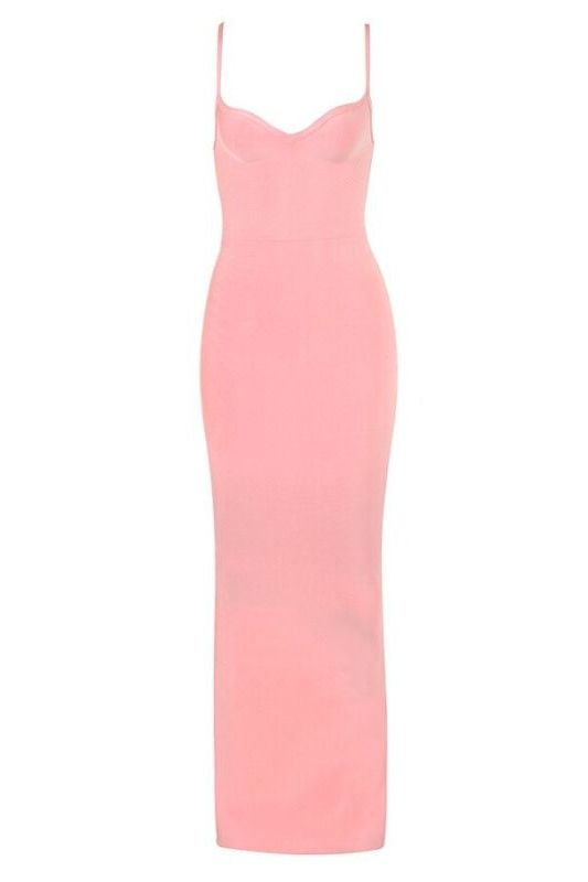Dusty Pink Spaghetti Strap Sweetheart Bustier Bodycon Maxi Dress 2