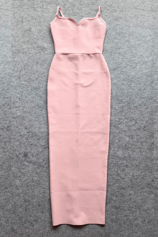 Dusty Pink Spaghetti Strap Sweetheart Bustier Bodycon Maxi Dress 8