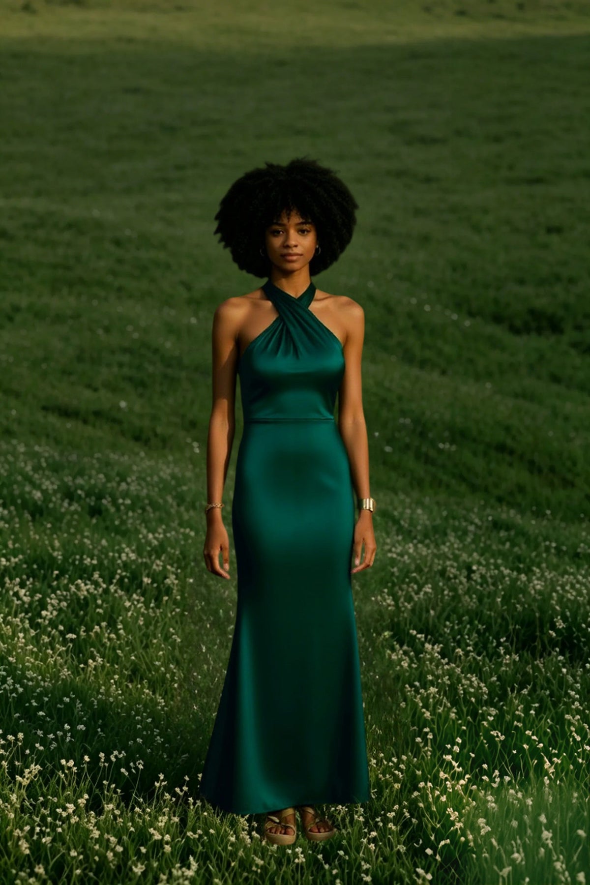 Crossover Halter Neck Keyhole Bodycon Column Maxi Gown 3