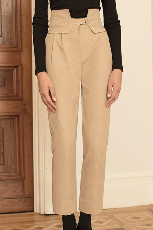 Casual High waist Straight 9 Points Pants