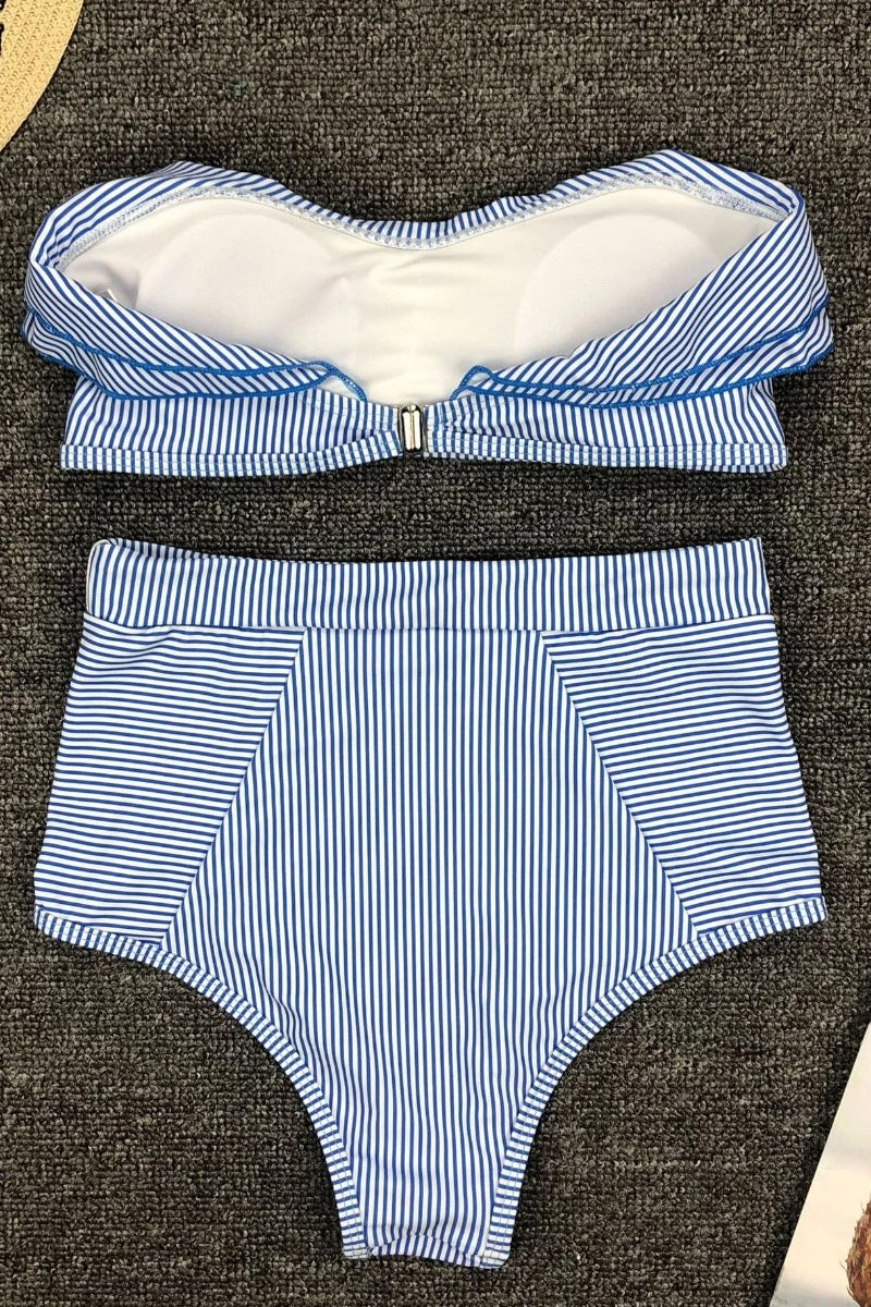 Striped Blue Two pieces Swimsuit