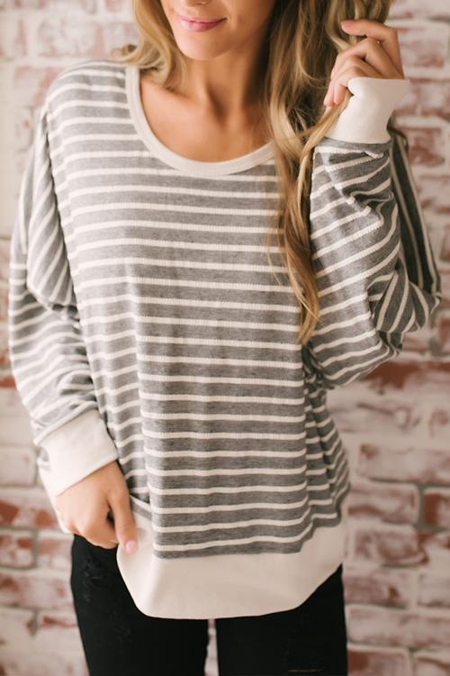 Casual Striped Backless T-shirt