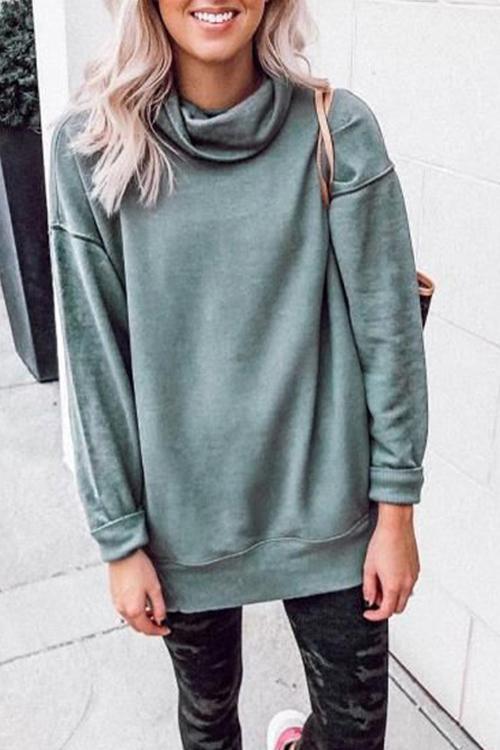 Pure Color Pile Collar Casual Hoodie