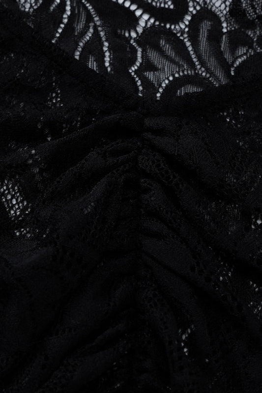 Open Back Long Sleeve Floral Lace Illusion Overlay Bodycon Maxi Dress 7