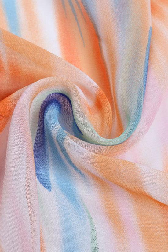 Colorful Tie Dye Drawstring Chiffon Cover Up