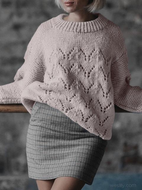 Hollow Out Knit Crew Neck Sweater