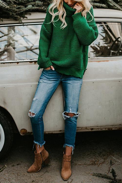 Solid Color Commuter Turtleneck Sweater Female