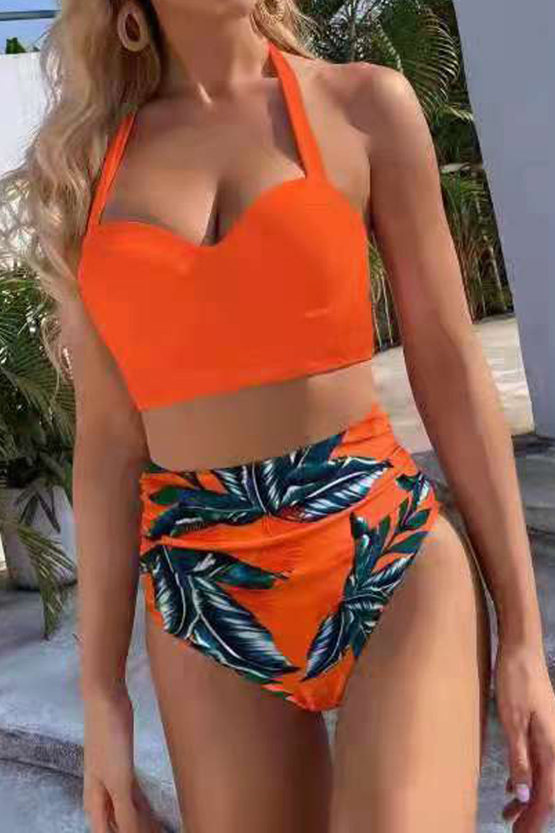 High Waisted Printed Two Piece Swimsuit