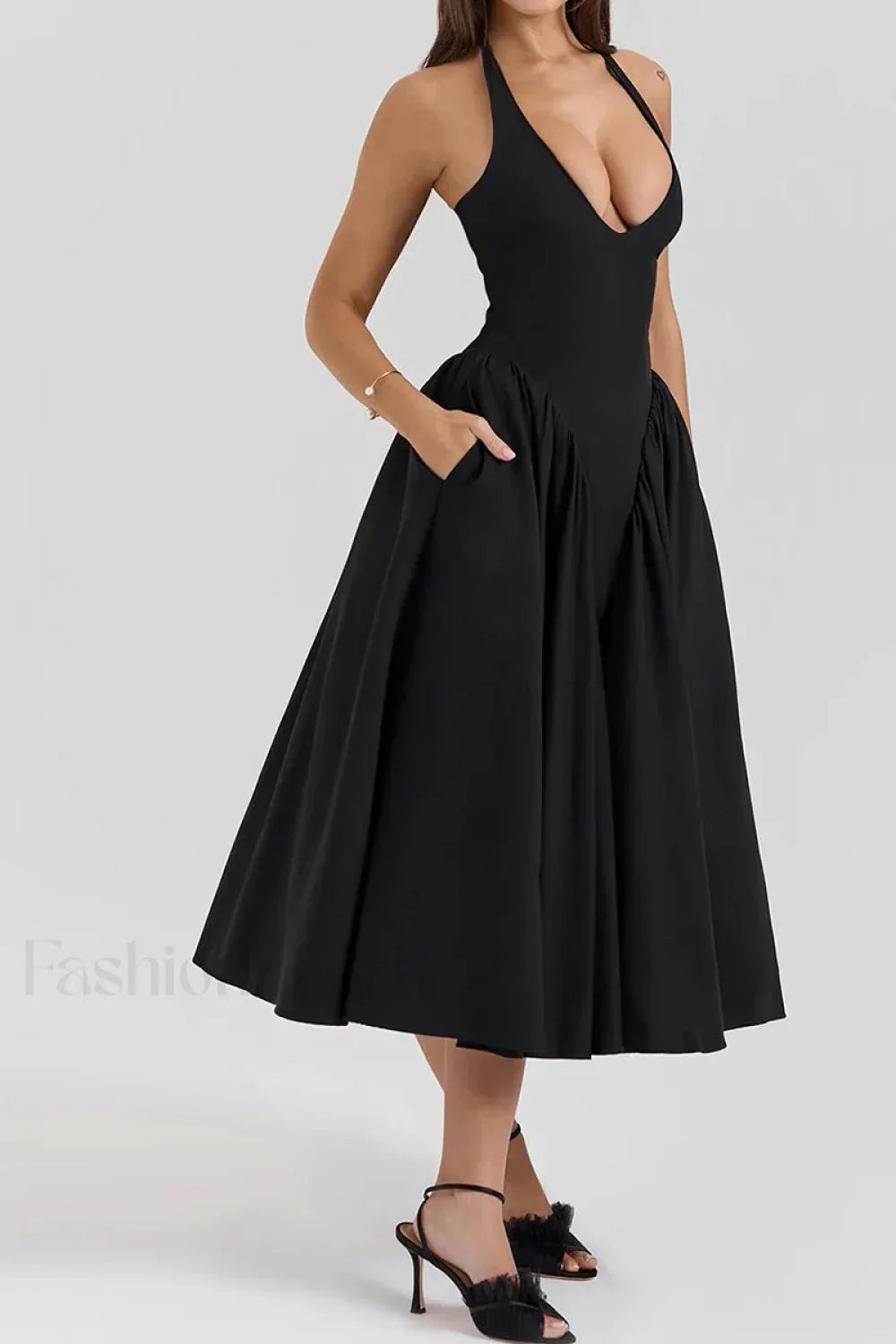 Deep V-Neck Backless Slim Fit Maxi Dress 18